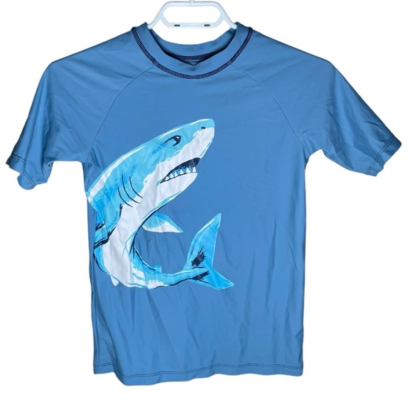 Hatley 10 Boys Rashguard Large Blue Short Sleeve Swim Tops Tshirt Vacation Beach - Picture 3 of 6